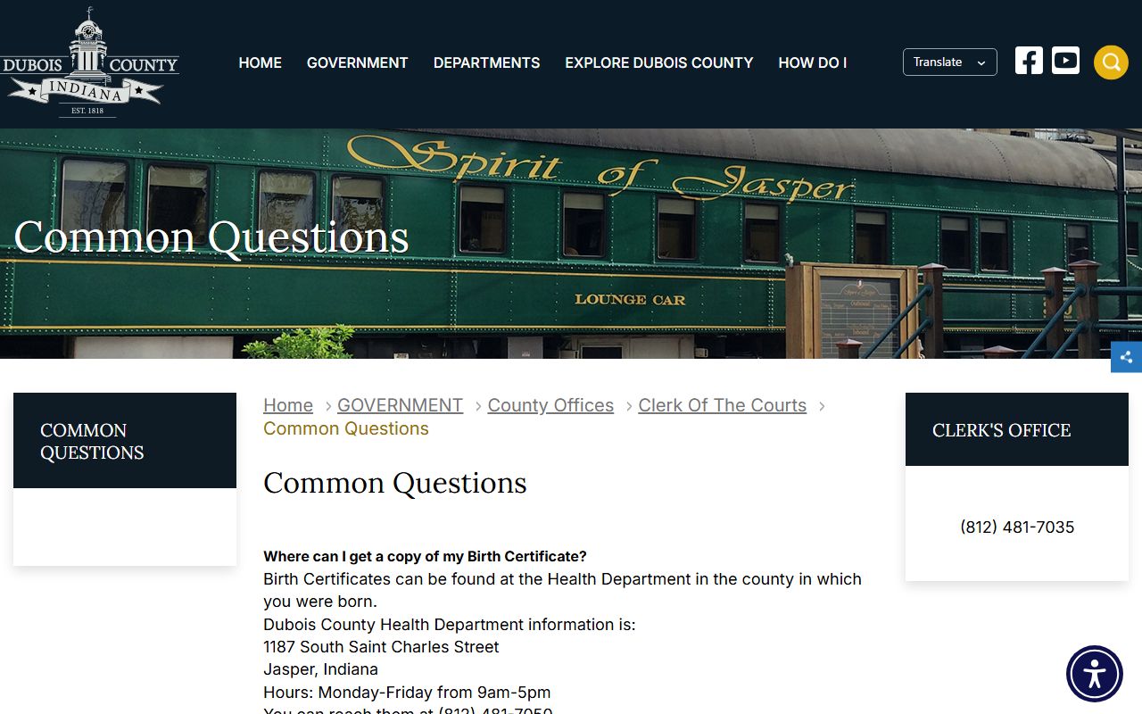 Dubois County clerk records common questions