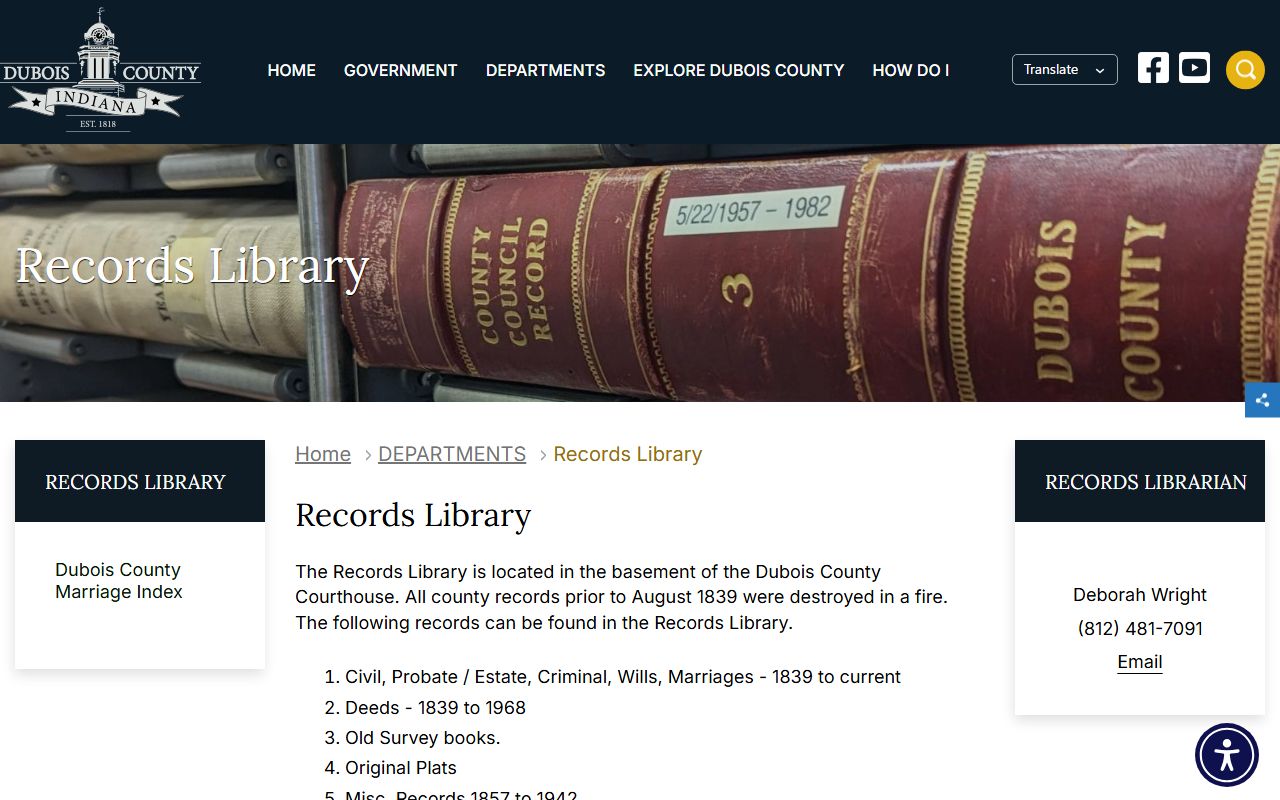 Dubois County clerk historical records library