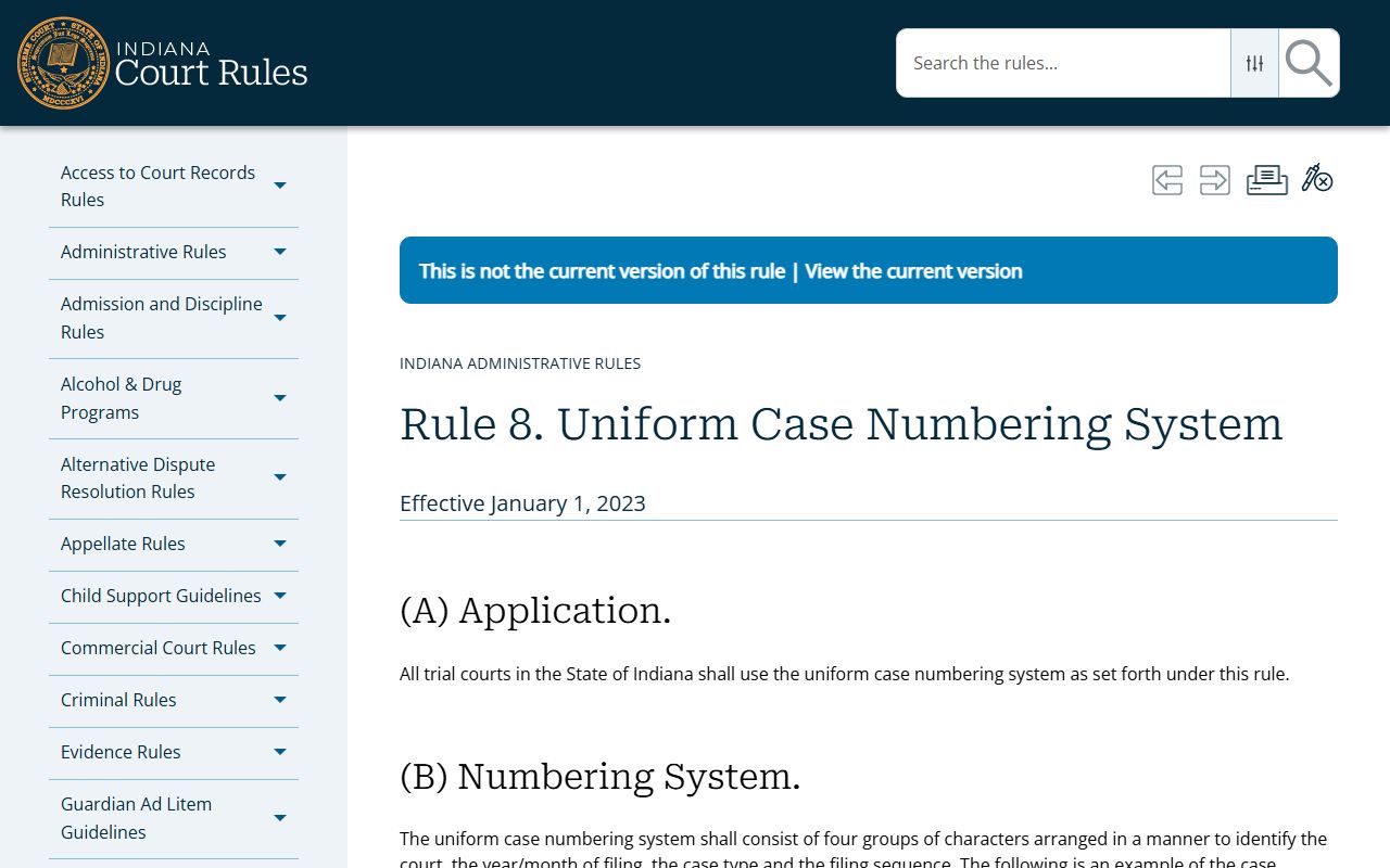 Dubois County court records Indiana Administrative Rule 8 case numbering