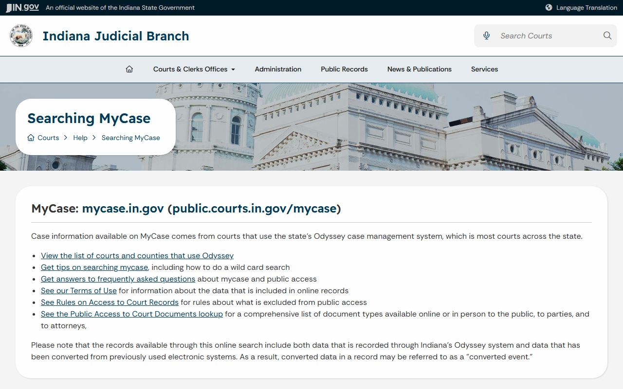Dubois County court records MyCase access overview