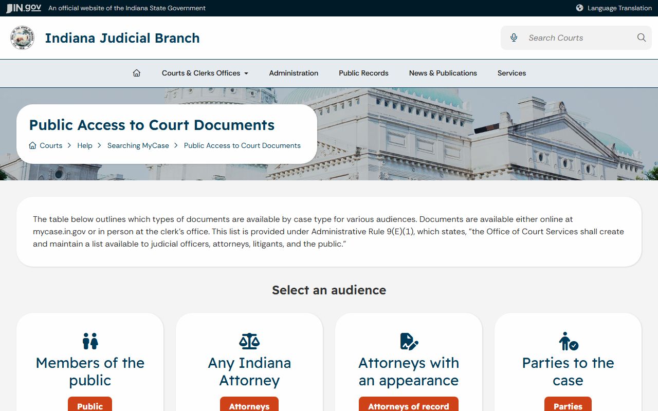 Dubois County court records public access to court documents