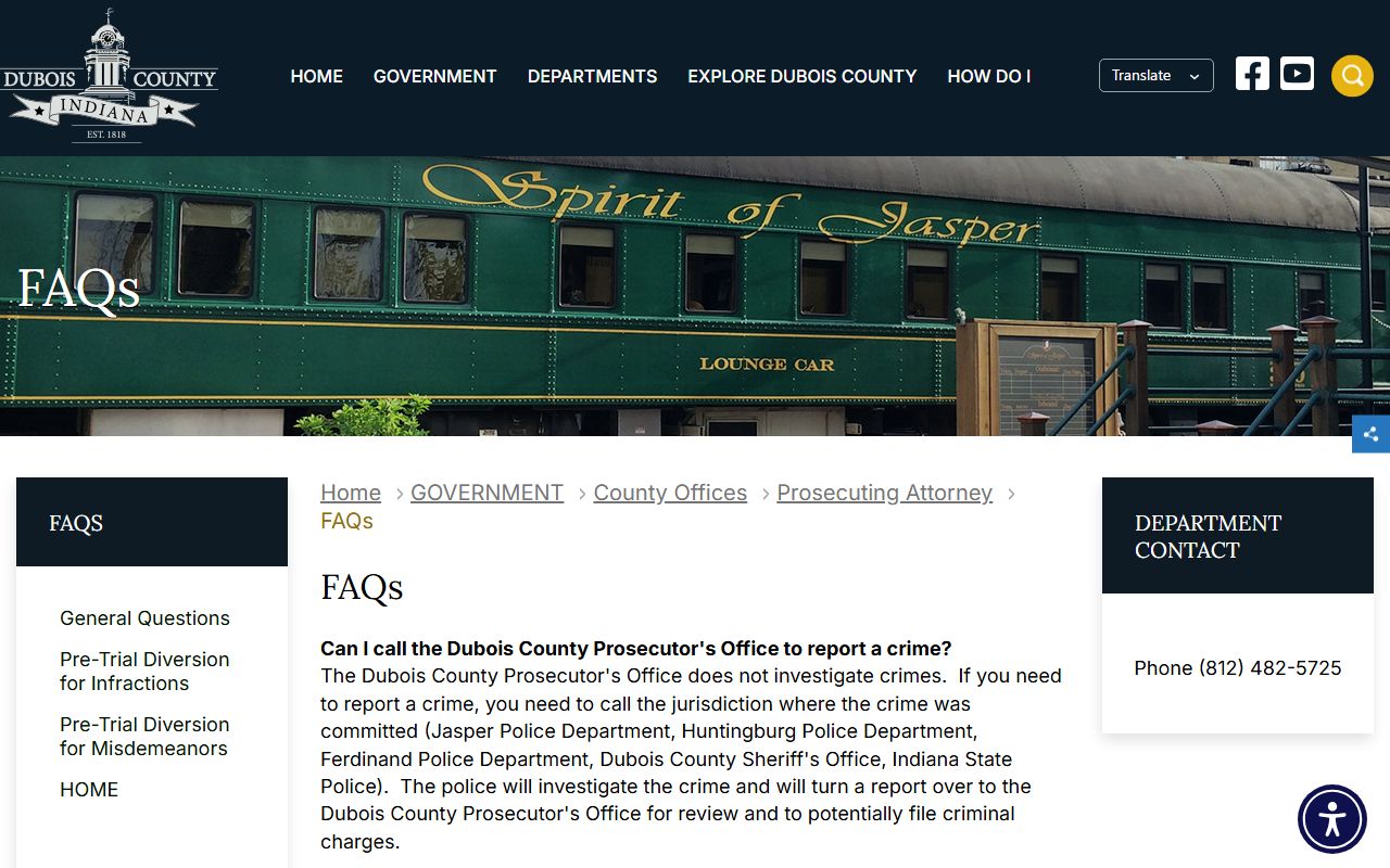 Dubois County criminal court records prosecutor FAQ