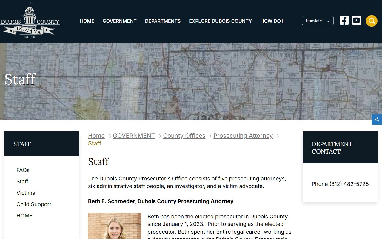 Dubois County criminal court records prosecutor staff