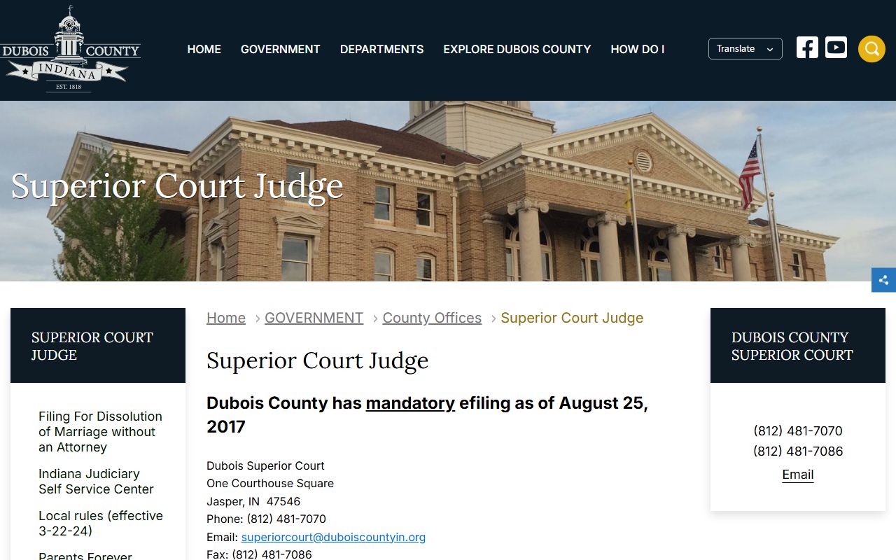 Dubois County court records Superior Court page