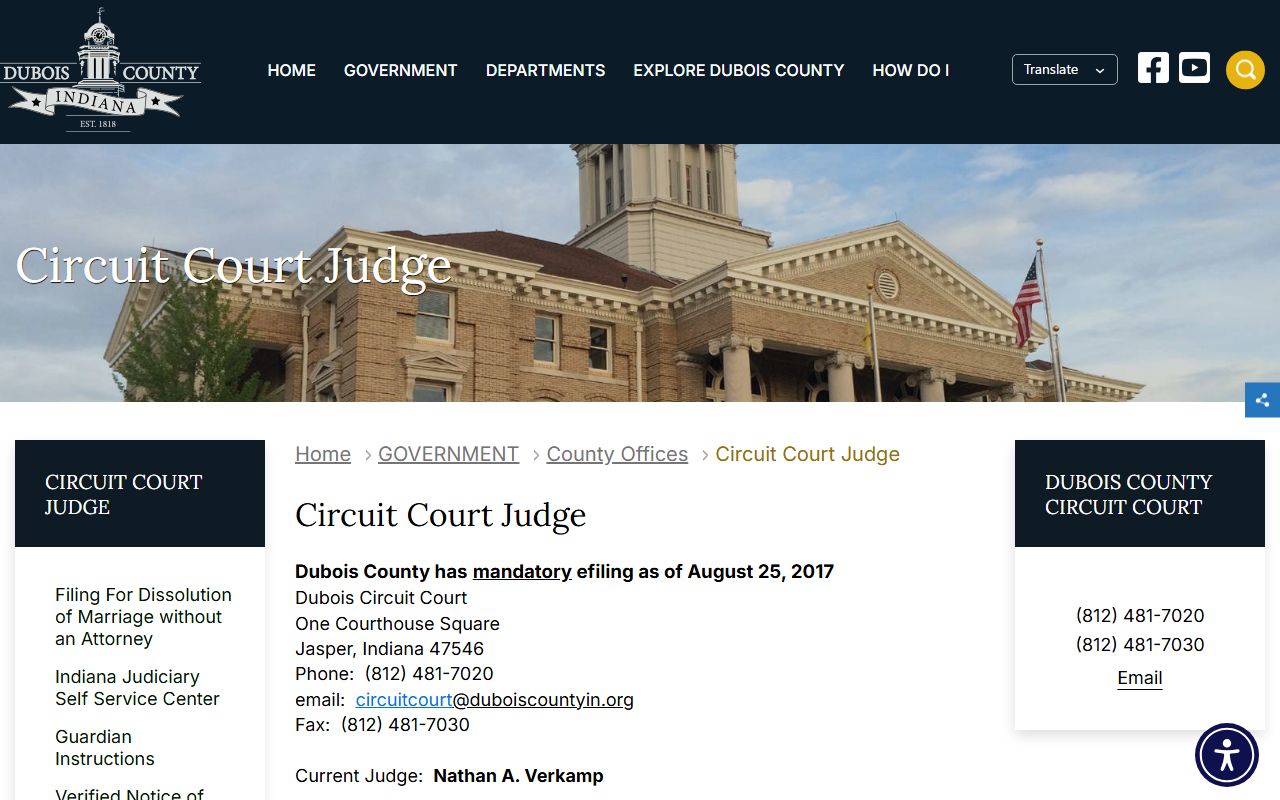 Dubois County court records Circuit Court page